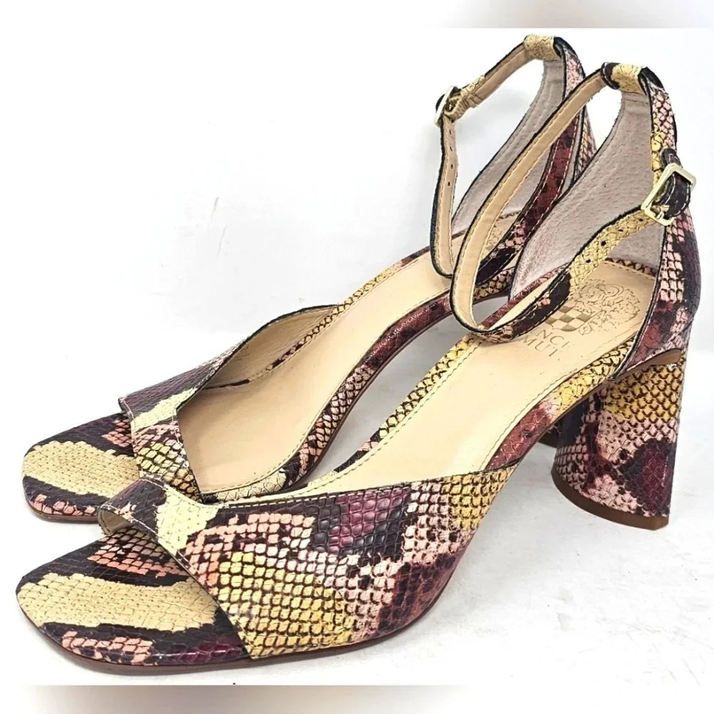 Vince Camuto Women's Madilin Platform Snake Print Leather Sandal Size 9 - Picture 1 of 15